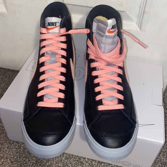 Nike Black Leather Coral Blazer Mid '77 Customized Sneaker Shoes New - Picture 5 of 13